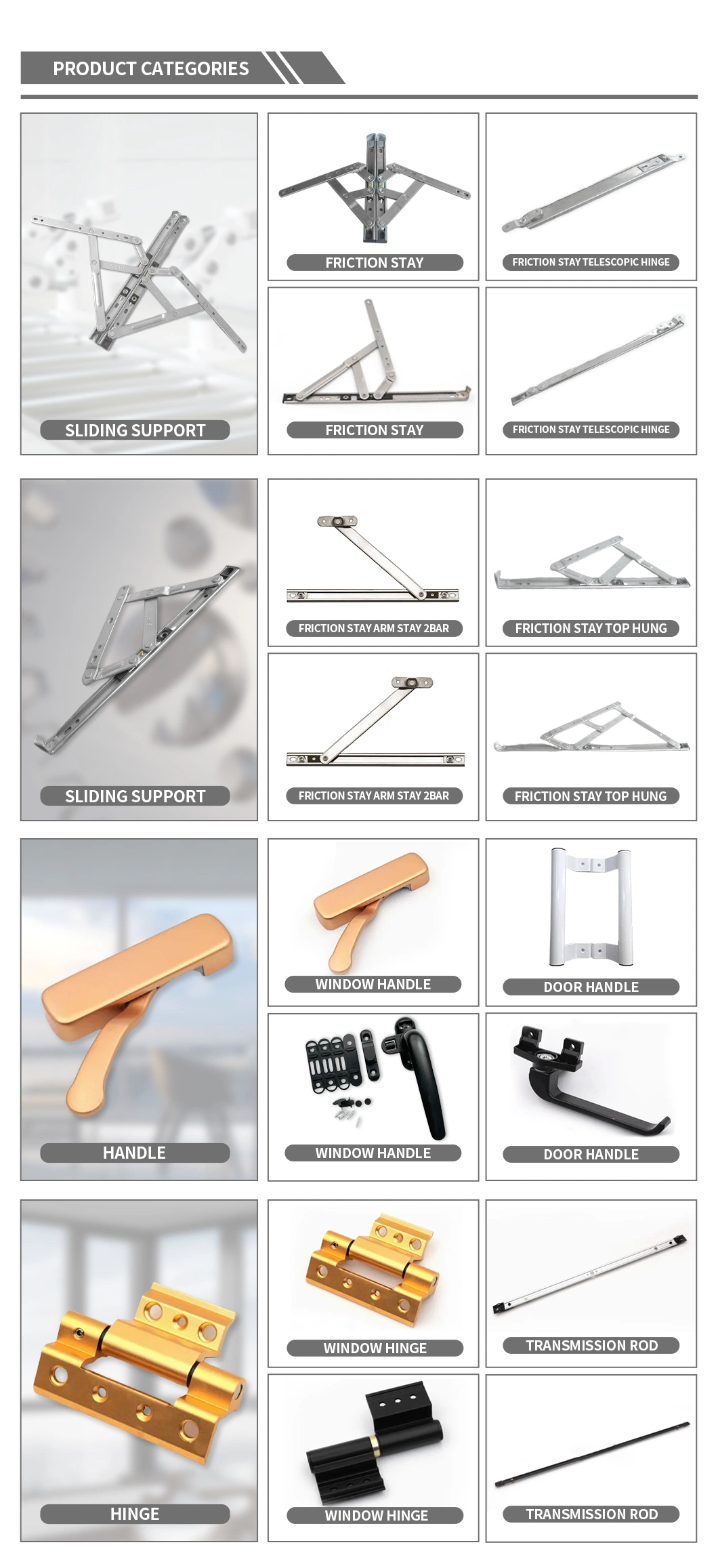 Aluminum Alloy Handle Window Hardware Electrostatic Powder Coating Sliding Window Accessories