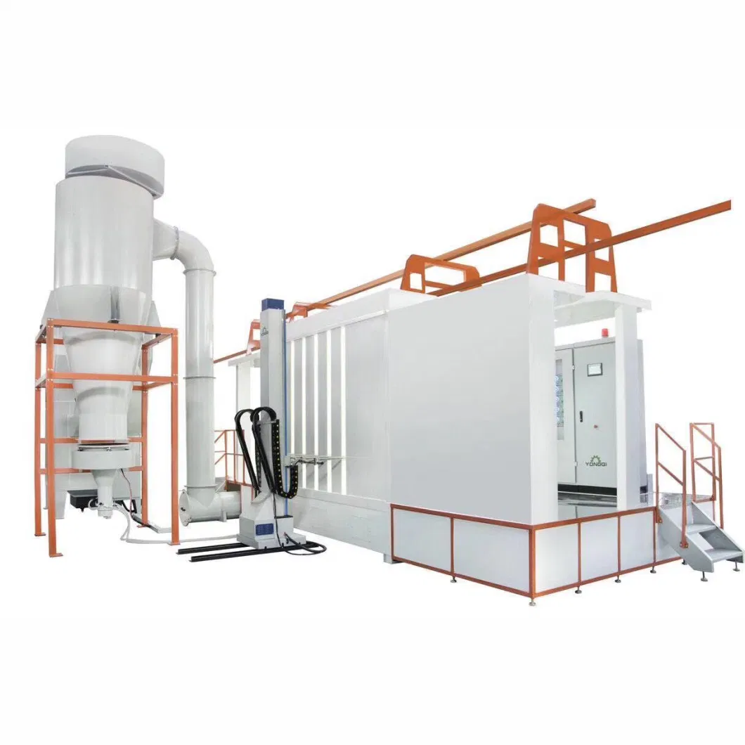 Commercial Automatic Fast Color Change Easy Cleaning PVC PP Plastic Powder Coating Paint Spray Booth / Chamber / Big Cyclone Recycle Reclaim Recovery System